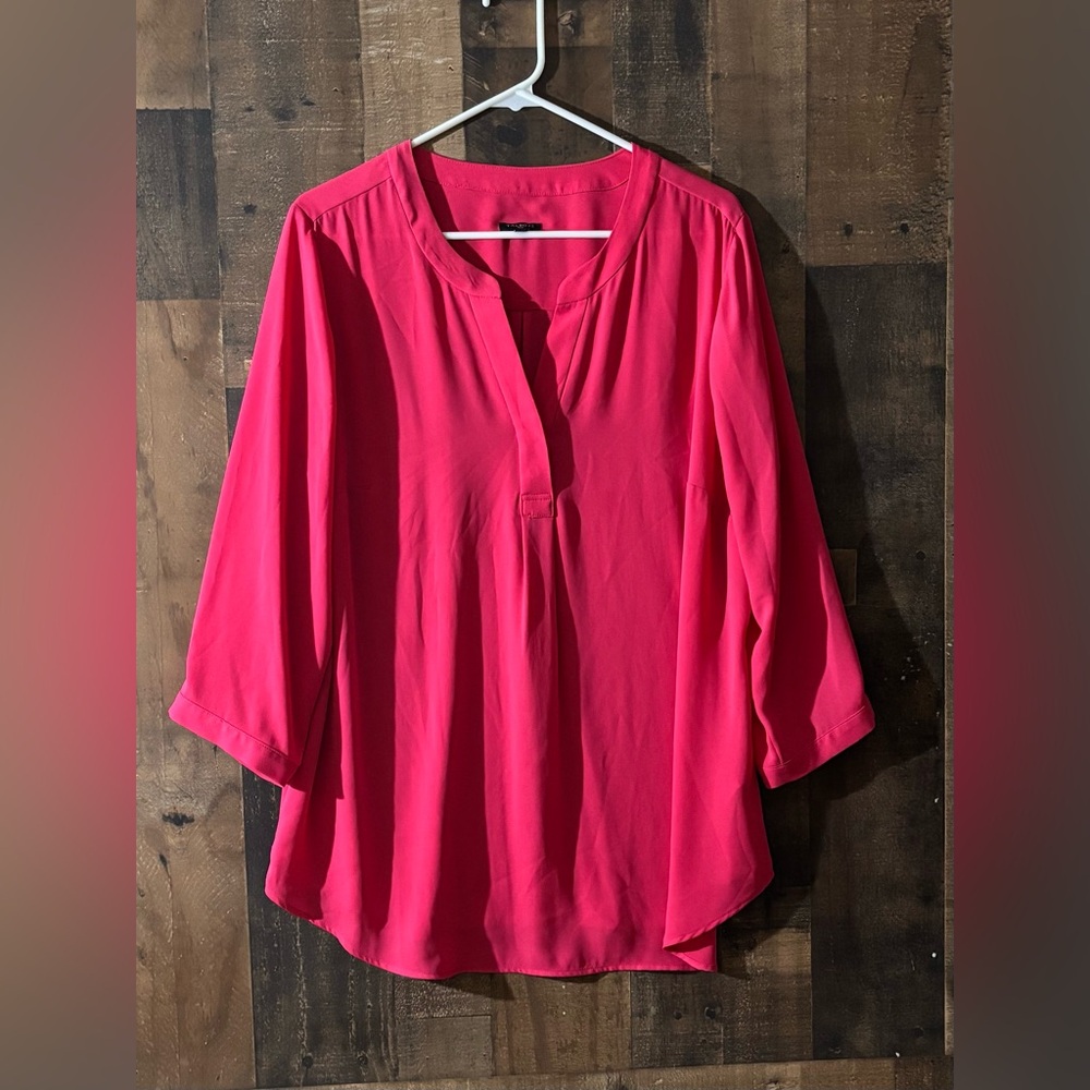 Women’s Sz 1x Talbots Hot Pink Split-Neck Tunic